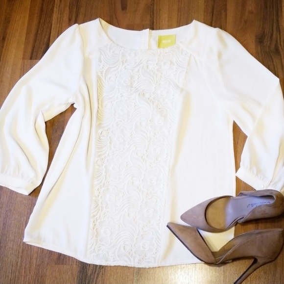 Anthropologie Tops - {Anthropologie} Maeve Cream Lace Top